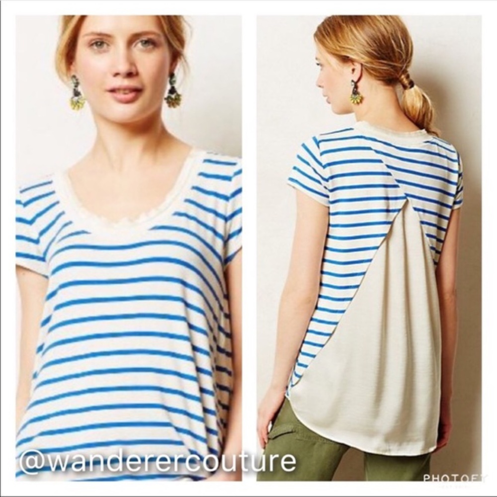 Anthropologie Bordeaux Striped Splitback Top